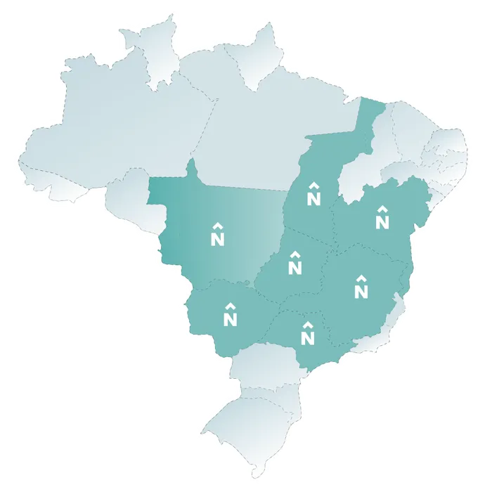 Mapa de atuação da Norden Arquitetura no Brasil